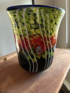 Dale Tiffany Favrile Art Glass Vase 10”Hand Blown Tangelo Colorful Unique - Picture 1 of 21