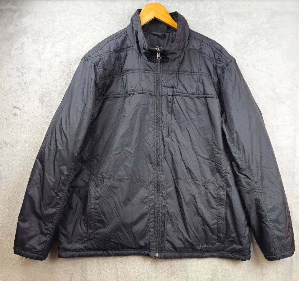 Chaqueta LL Bean PrimaLoft Packaway para Hombres 2XL Negra Acolchada Puffer Cremallera Completa Ligera Foto 1 de 4