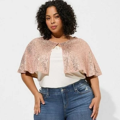 NEW Torrid Sequined Bolero Shrug One Size Champagne Rose Gold Holiday Glam Party - Image 1 of 4