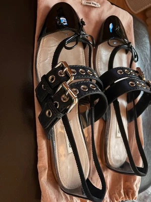 Transparent and Black Double Straps Ballet Flats in EU size 37 - Image 1 of 4