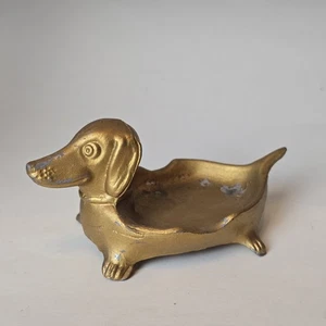 Posacenere portacenere cane bassotto ottone vintage metà secolo moderno 4,5" - Foto 1 di 22