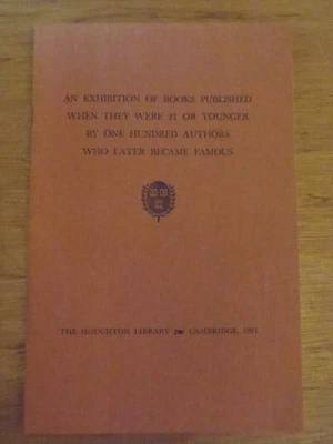 BOOKS PUBLISHED WHEN AUTHORS WERE 21 OR YOUNGER - 1961 Houghton by Wm A Jackson - Image 1 of 4