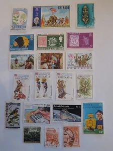 Caribbean 17 used postage stamps, Dominica,Grenada, Trinidad & Tobago, Turks etc - Picture 1 of 1