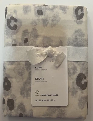Pottery Barn Snow Leopard Органическая Перкаль EURO Sham White_New_TD - Изображение 1 из 2