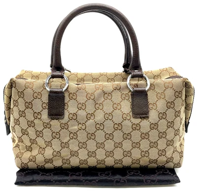 Auth Gucci GG Canvas and Leather Beige Brown 113009 Mini Boston Bag W/D NS111021 - Image 1 of 4