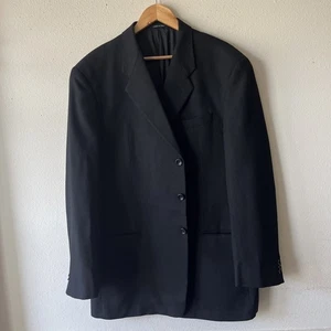 Armani Collezioni Neiman Marcus Wool Blazer Overcoat Jacket Men 46L Black Italy - Picture 1 of 19