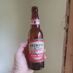 1956 DREWRY'S BOCK BEER SOUTH BEND,IND AMBER BEER BOTTLE W/ORIGINAL LABELS - Picture 1 of 8