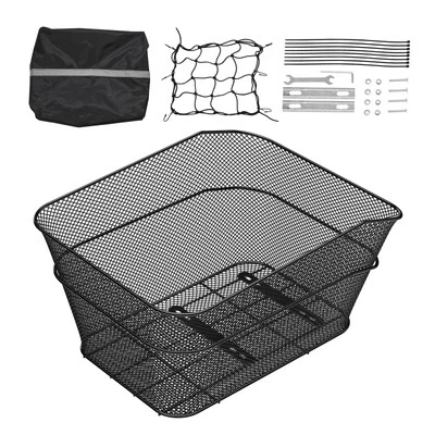 Uimoso Rear Bike Basket Wire Mesh Bicycle Basket with Cargo Net Waterproof Cover - Image 1 of 4