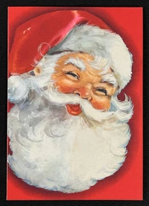 Vintage Hallmark Santa Christmas Folded Paper Greeting Card Inscribed Used - Picture 1 of 8