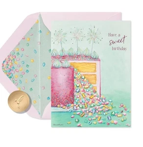 PAPIRO BELLA PILAR GEMEADO REBANADA DE PASTEL TENER UNA DULCE TARJETA DE CUMPLEAÑOS - Imagen 1 de 6