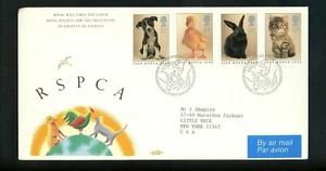 Postal History Great Britain FDC #1300-1303 RSPCA Animals pets dog cat 1990 - Picture 1 of 4
