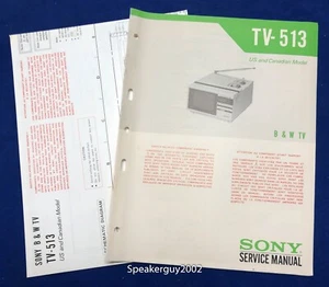 Original Sony TV-513 / B&W TV Service Manual - Picture 1 of 1