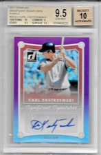 2017 DONRUSS SIGNIFICNAT SIGNATURES CARL YASTRZEMSKI PURPLE AUTO 7/7 BGS 9.5 