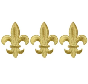 Medium Fleur De Lis Applique Patch - Metallic Gold Cross 1.75" (3-Pack, Iron on) - Picture 1 of 1