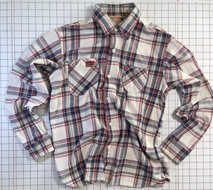 Rare Toyo Japan Cat’s Paw Heavy Weight Flannel Slub Twill Plaid Button Up Med. - Picture 1 of 13