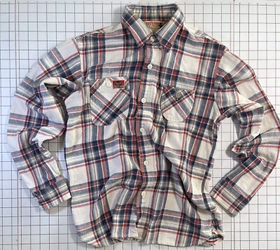 Rare Toyo Japan Cat’s Paw Heavy Weight Flannel Slub Twill Plaid Button Up Med. - Image 1 of 4