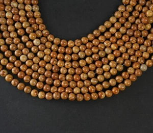 Natural Camel Skin Jasper Gemstone Round Smooth Beads String For Jewelry 15.5" - Picture 1 of 6