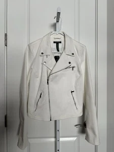 LAUREN RALPH LAUREN MOTO BIKER DENIM JACKET - WHITE - SIZE 12 - *NWT* - Picture 1 of 2