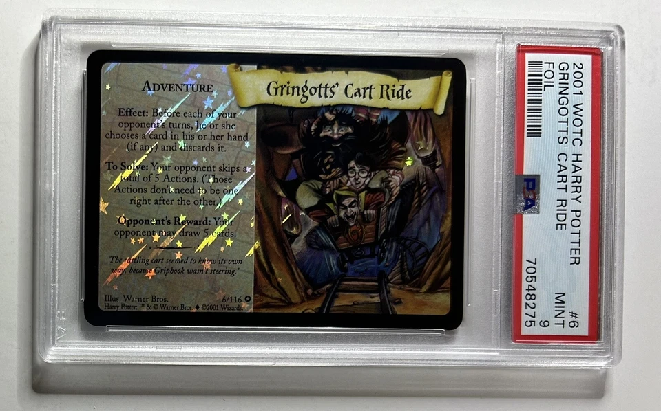2001 WOTC Base Set Harry Potter TCG Gringott’s Cart Ride Holo Foil #6 PSA 9 Mint - Image 1 of 2