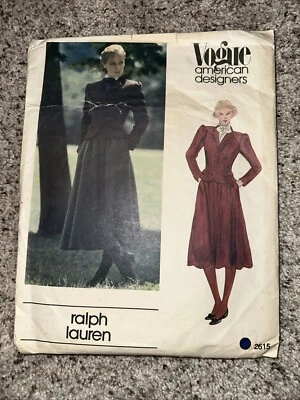 VTG Vogue American Designer Ralph Lauren 2615 Jacket Skirt Pattern SZ 10 Uncut - Image 1 of 2
