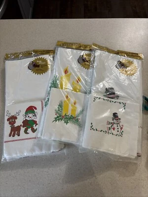 Set Of 3 Vintage  Linette Christmas Table Covers & Napkins New Sealed - USA - Image 1 of 4