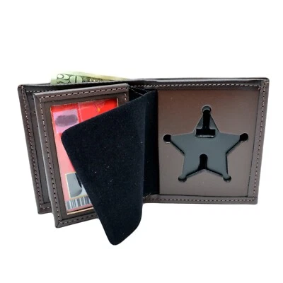 Perfect Fit Florida Sheriff Badge Wallet Brown Leather 5 Point Star Police - Image 1 of 4