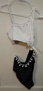 Heart & Harmony, Girls Asymmetrical Pom Pom Monokini, Multicolor, Size 16 NWOT - Picture 1 of 4