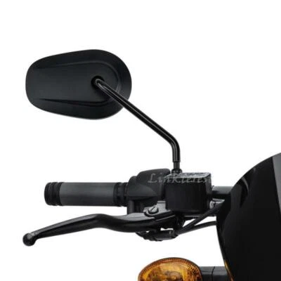 Long Stem Motorcycle RearView Mirrors Black For Harley Davidson Super Glide DYNA - Image 1 of 4