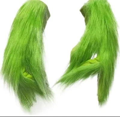 1 Par de Guantes de Felpa Grinch Navidad Halloween Fiesta Juegos con disfraces Accesorios Adultos Verdes Foto 1 de 4