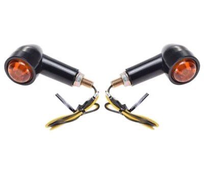 2x Blinker Schwarz Gelb LED M8 für Motorrad Harley Chopper Classic Custom - E24 - Bild 1 von 3