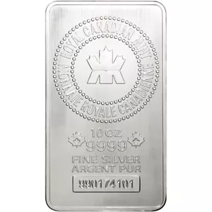 10 oz. RCM Silver Bar - Royal Canadian Mint .9999 Fine - Picture 1 of 3