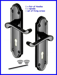 Manijas de puerta de desplazamiento de níquel negro Ashford manijas de puerta y cerradura D3 - Imagen 1 de 22