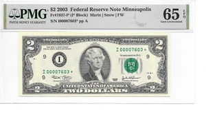 2003* $2 FRN Minneapolis Star I* Block PMG 65 EPQ GEM UNCIRCULATED LOW SERIAL # - Picture 1 of 10