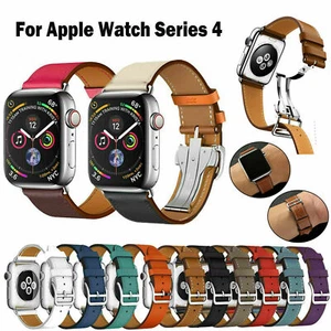 Hebilla de despliegue cuero genuino correa Herme para Apple Watch Series 765432 - Imagen 1 de 97