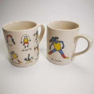 ~ Pair Of McLaggan Smith Scotland ~ Tyrrell Katz ~ Ceramic Mugs Exercise Pics ~ - Picture 1 of 9