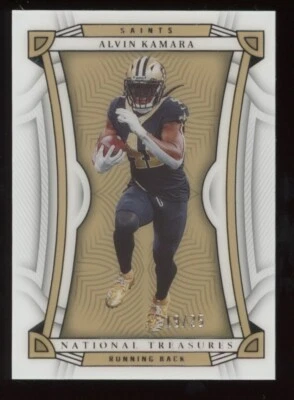 2022 PANINI NATIONAL TREASURES #19/25 ALVIN KAMARA HOLO SILVER PARALLEL SAINTS - Image 1 of 2