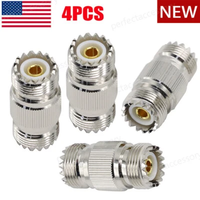 4Pcs SO-239 UHF Female to Female Coupler RF Barrel Adapter Connector For PL-259 - Image 1 of 4