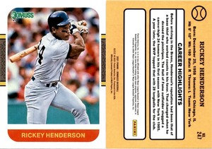 Rickey Henderson 2021 Donruss Baseball Card 247  New York Yankees