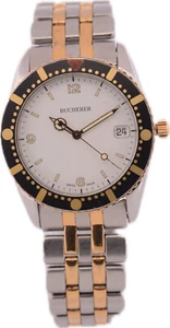 Vintage 36mm Bucherer 955.711 Men's Quartz Wristwatch Swiss Steel Two Tone - Picture 1 of 9