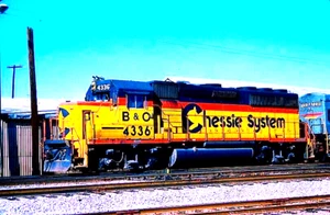 ORIGINAL KODACHROME SLIDE CHESSIE (B&O) GP40-2 #4336 PORTSMOUTH, VA OCTOBER 1987 - Picture 1 of 1