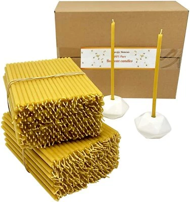 500 velas naturales 100 % puras de cera de abejas (6") aroma a miel a granel + 4 candelabros Foto 1 de 4