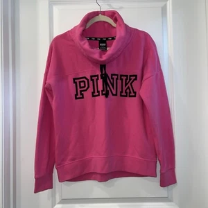 PINK by VS High Neck Pink Sweatshirt sz S Preowned - Picture 1 of 6