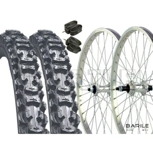 Paar Räder + Reifen schwarz gedübelt 20 x 1,95 + Fahrradkammern Schalt - MTB - Bild 1 von 4