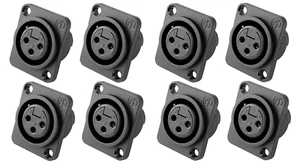 (8 PACK) NEUTRIK NC3FPP 3-PIN XLR Female Panel Mount Non-Latching Nylon Jack - Picture 1 of 1