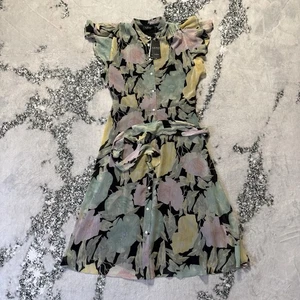 Vestido camisero Lauren Ralph Lauren para mujer talla 8 multicolor floral con cinturón Georgette - Imagen 1 de 10