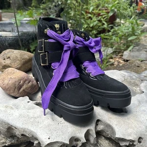 KEDS x Monster High Soho 2-Buckle Laces Black Suede Lugged Boots 8.5 - Picture 1 of 10