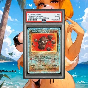 2002 Pokemon Legendary Collection Geodude #77 Reverse Foil PSA 2 Card With stand - Picture 1 of 1