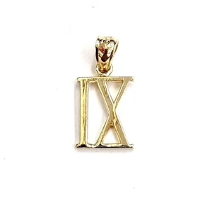 New 14KT Yellow Gold Solid Roman number 9 Pendant charm gift Fine Jewelry 1.2g - Picture 1 of 12