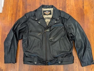 VTG Harley Davidson Embossed Eagle Leather Motorcycle Jacket - Mens XXL - Picture 1 of 13