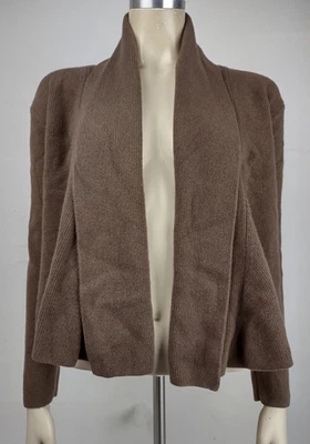 Theory Marrón Lana Mezcla Cachemira Drapeado Frente Abierto Cárdigan Suéter Damas P Foto 1 de 4
